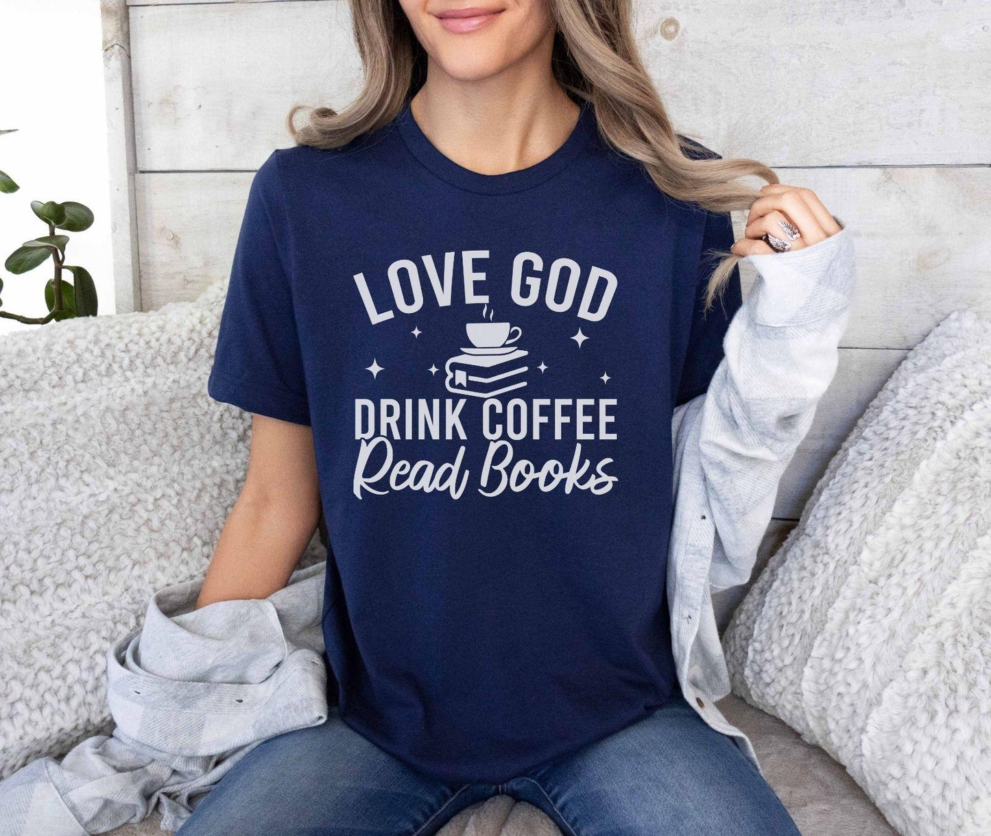 Love God Drink Coffee Read Books T-Shirt