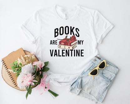 A gildan 18000 sweatshirt with the saying "Books are my valentine"