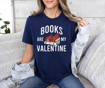 A gildan 18000 sweatshirt with the saying "Books are my valentine"