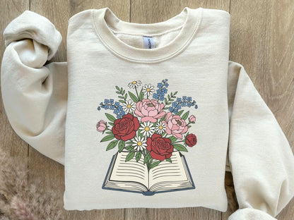 A Gildan 18000 sweatshirt with the saying "flowered"
