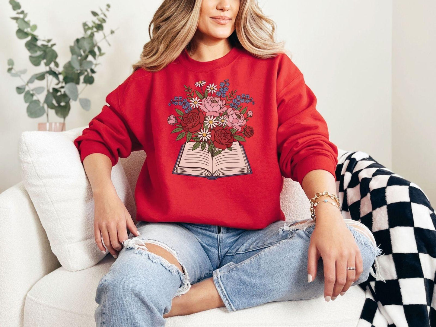 A Gildan 18000 sweatshirt with the saying "flowered"