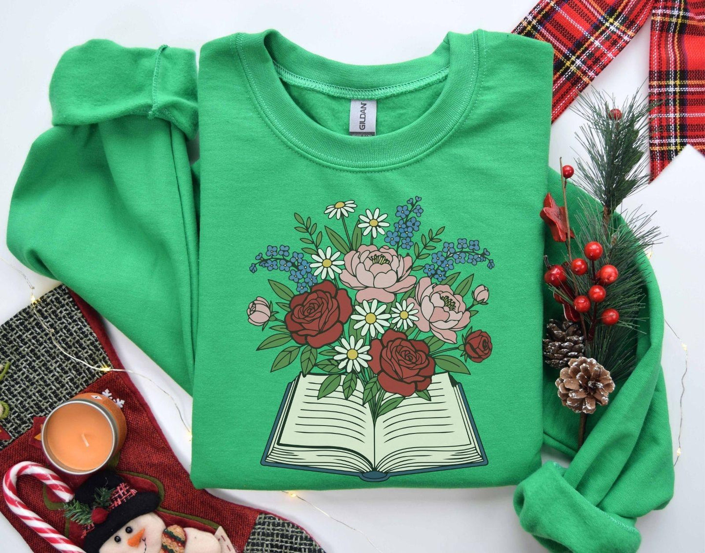 A Gildan 18000 sweatshirt with the saying "flowered"