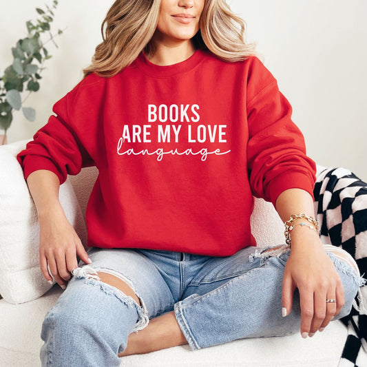 A red color sweatshirt with the saying "Boos are my love language"