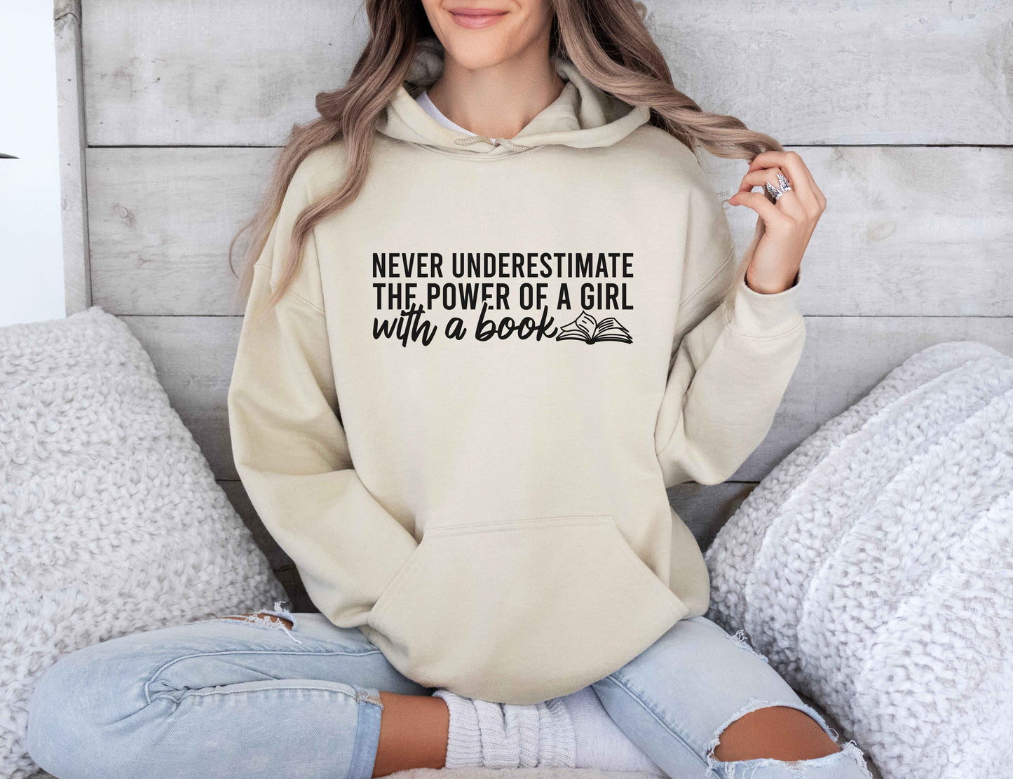 Never Underestimate The Power Of A Girl With A Book Hoodie