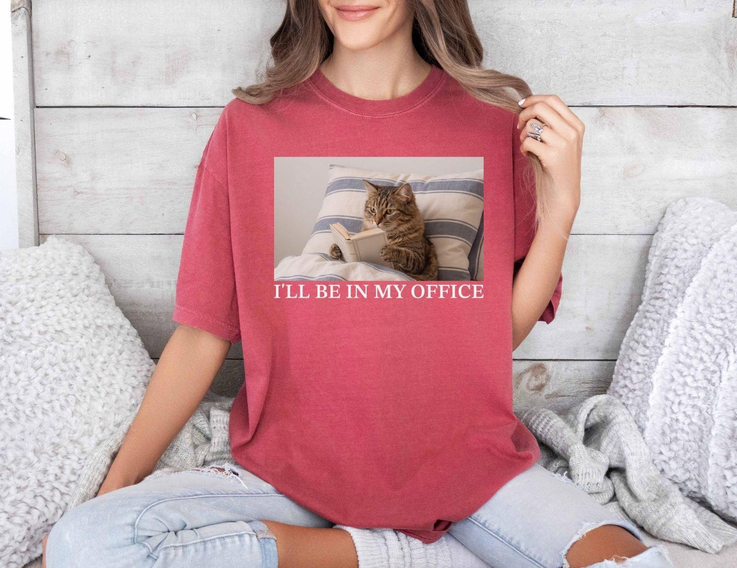 A comfort colors® shirt with the saying "I'll be in my office cat"
