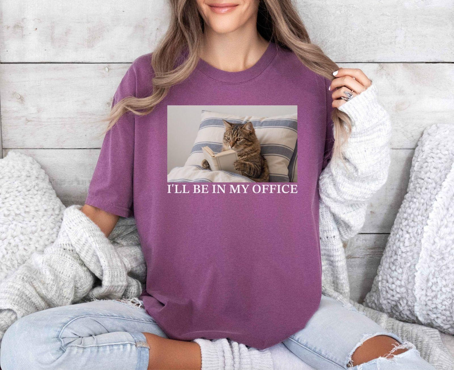 A comfort colors® shirt with the saying "I'll be in my office cat"