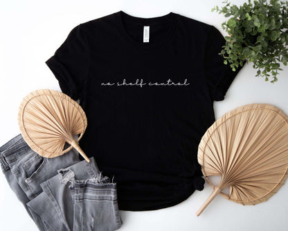 A comfort colors® shirt with the saying "no shelf control"