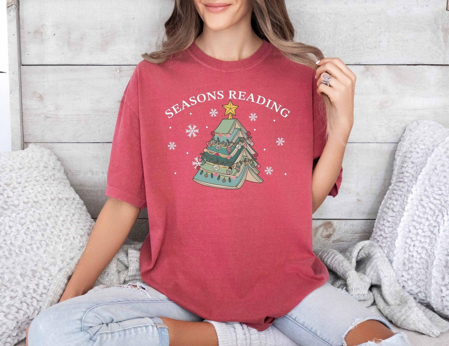 A comfort colors® shirt with the saying "Seasons reading"
