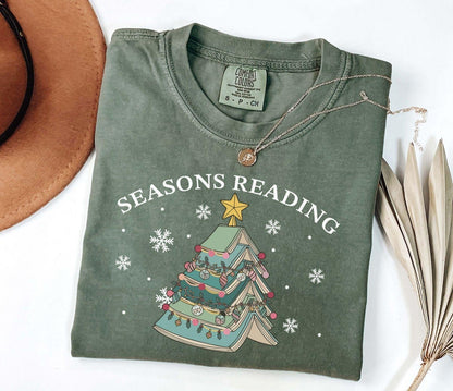 A comfort colors® shirt with the saying "Seasons reading"