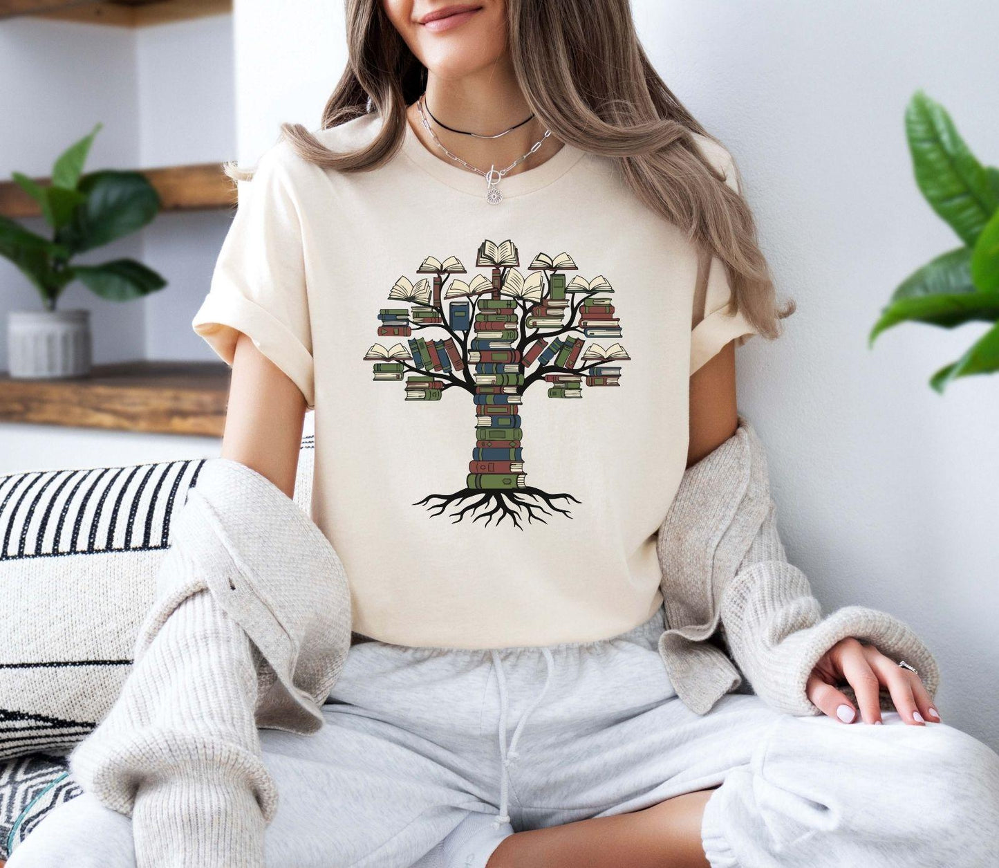A comfort colors® shirt with the saying "tree book"